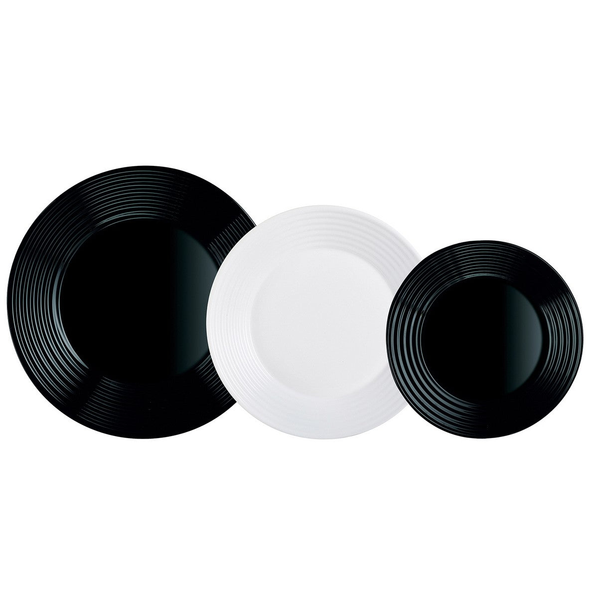 Tableware Luminarc 1900 Glass Black and white (18 Pieces)