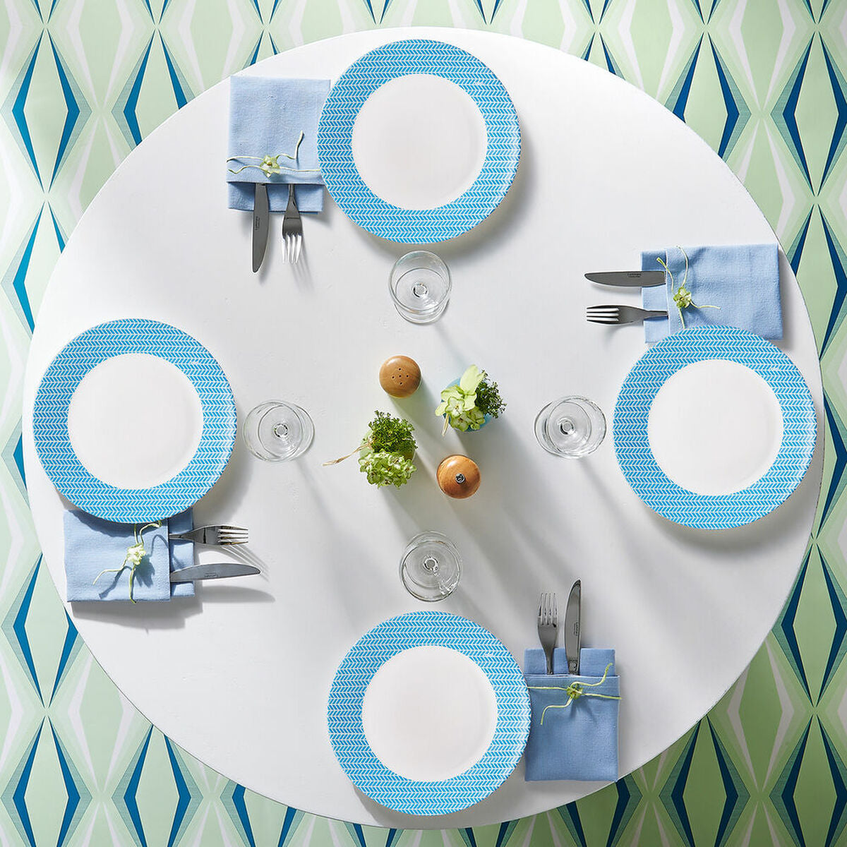 Tableware Arcopal Diana Blue White Glass (18 Pieces)