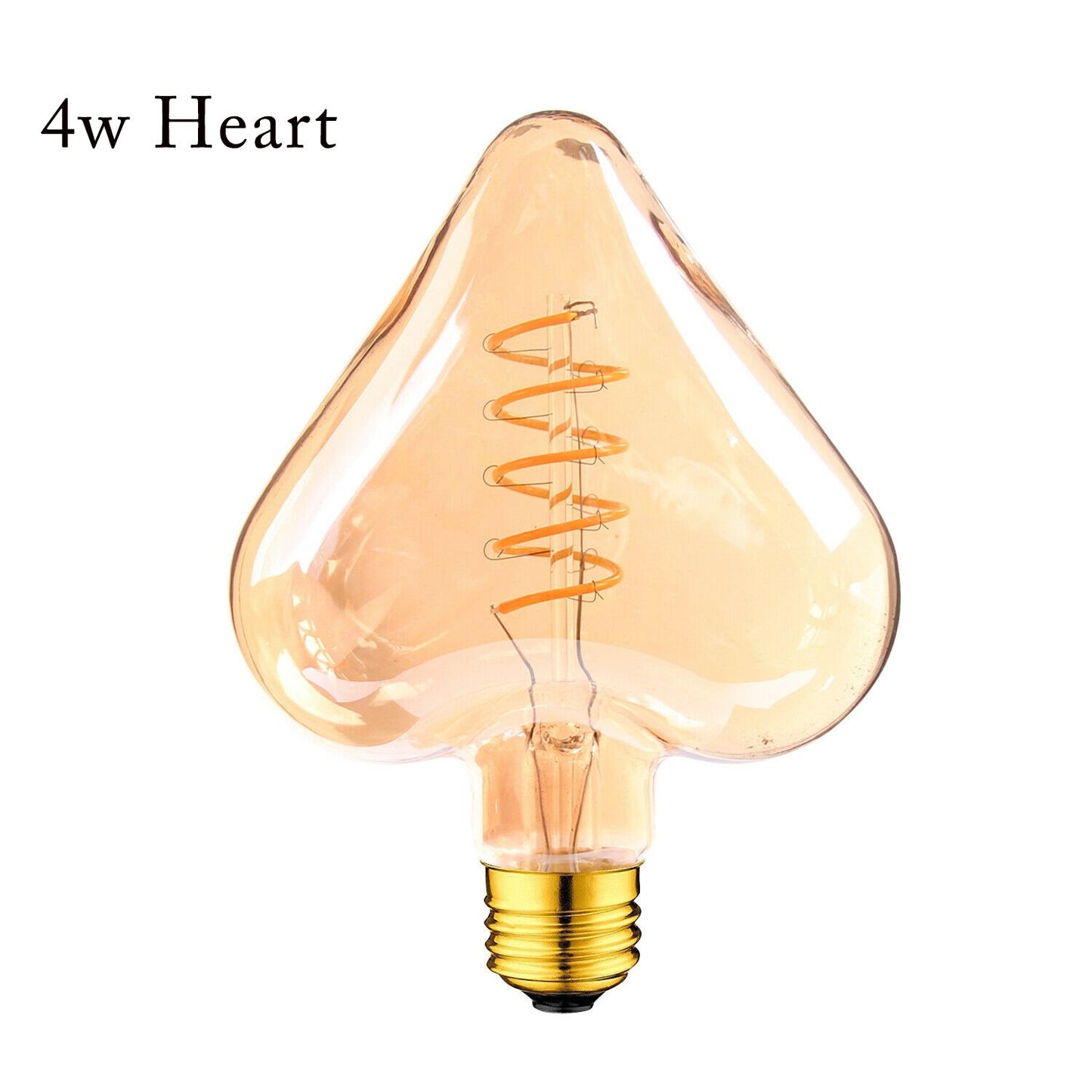 3 Pack LED Soft Light Heart E27 4W Filament Glass Retro Warm