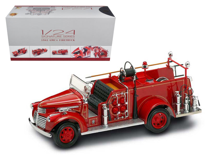 1941 GMC Fire Engine Red with Accessories 1/24 Diecast Model Car by