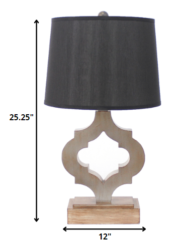 12 x 14 x 25.25 Black Traditional Wooden Linen Shade - Table Lamp