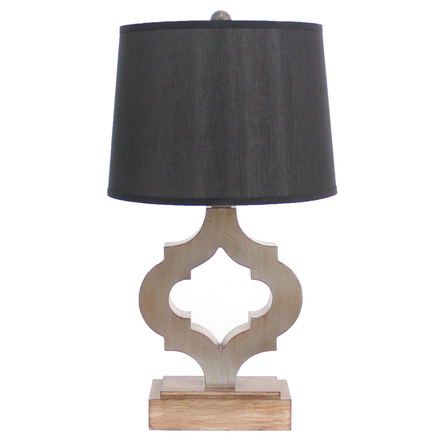 12 x 14 x 25.25 Black Traditional Wooden Linen Shade - Table Lamp