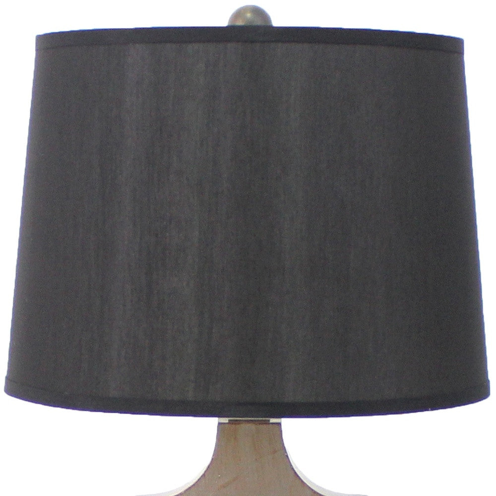 12 x 14 x 25.25 Black Traditional Wooden Linen Shade - Table Lamp