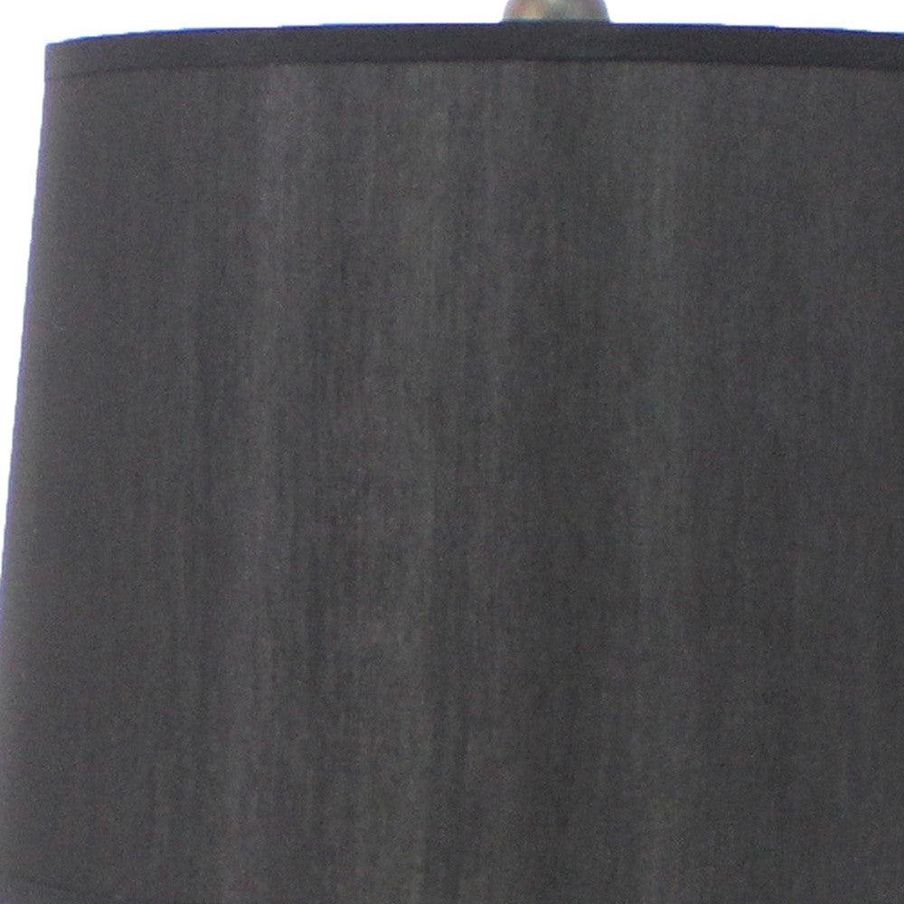 12 x 14 x 25.25 Black Traditional Wooden Linen Shade - Table Lamp