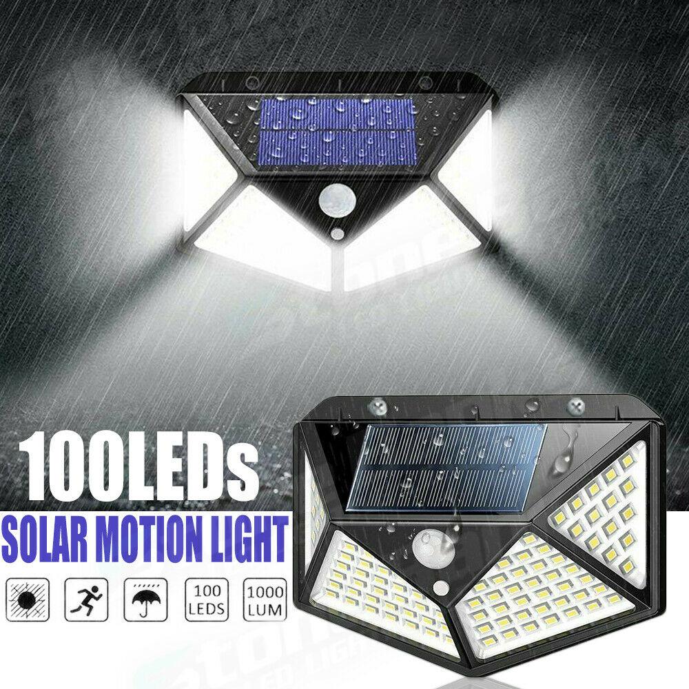 100 Lamps Solar Four Wall Lamp PIR Motion Sensor Wall Waterproof Light