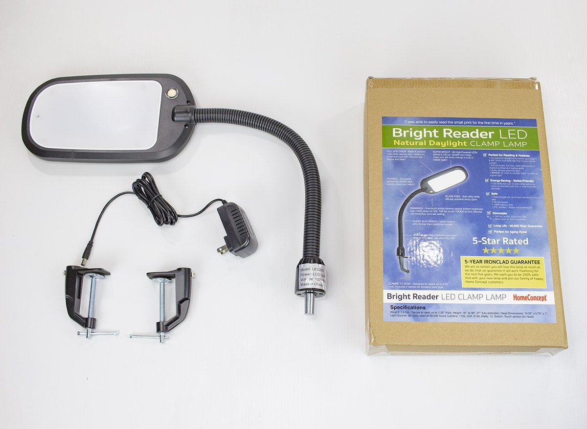 26"H Clamp-on LED Bright Reader Desk Lamp