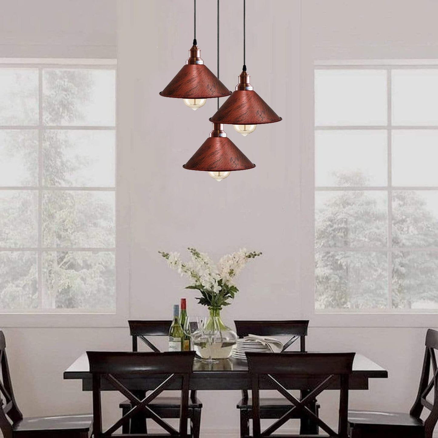 3 Cluster Pendant Light Industrial Vintage Hanging Lamp Loft Indoor