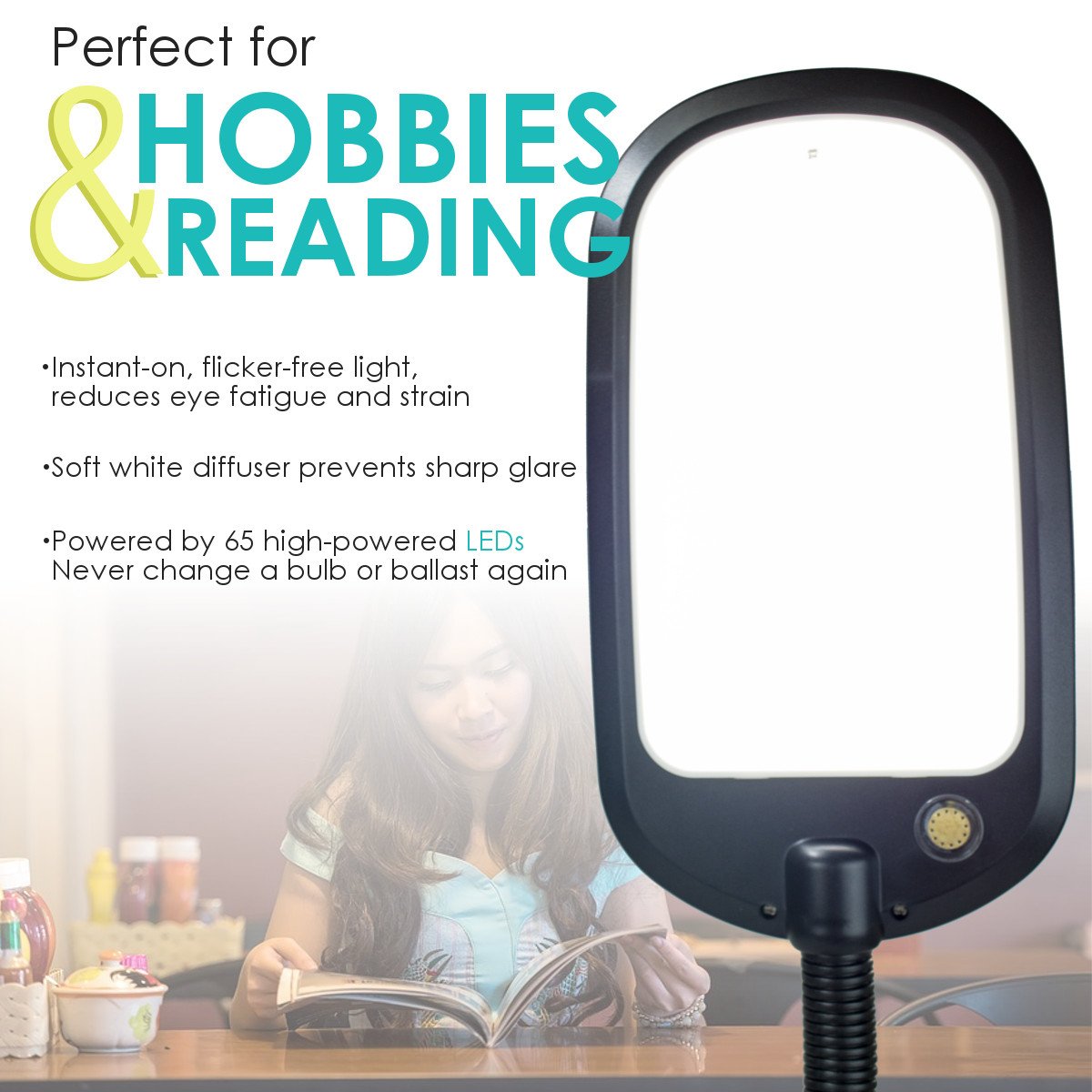 26"H Clamp-on LED Bright Reader Desk Lamp