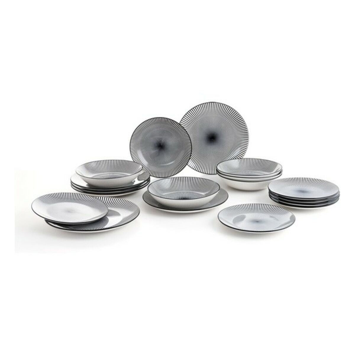 Tableware Quid Miami Ceramic Black Grey Stoneware (18 Pieces)