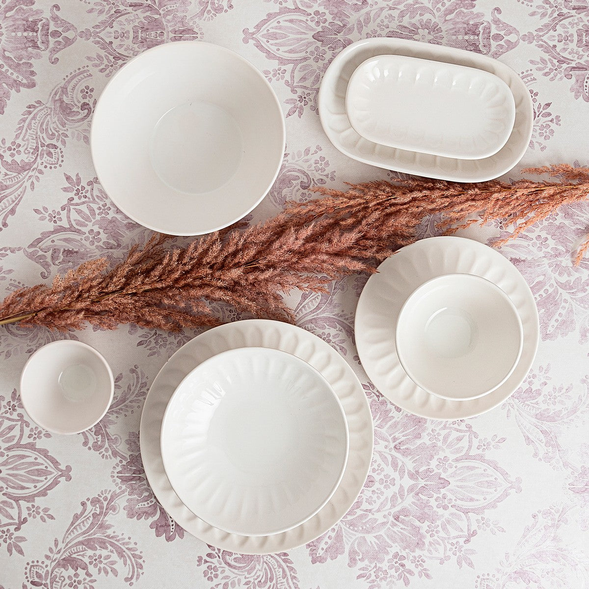 Tableware Bidasoa Romantic Ivory Ceramic White 18 Pieces