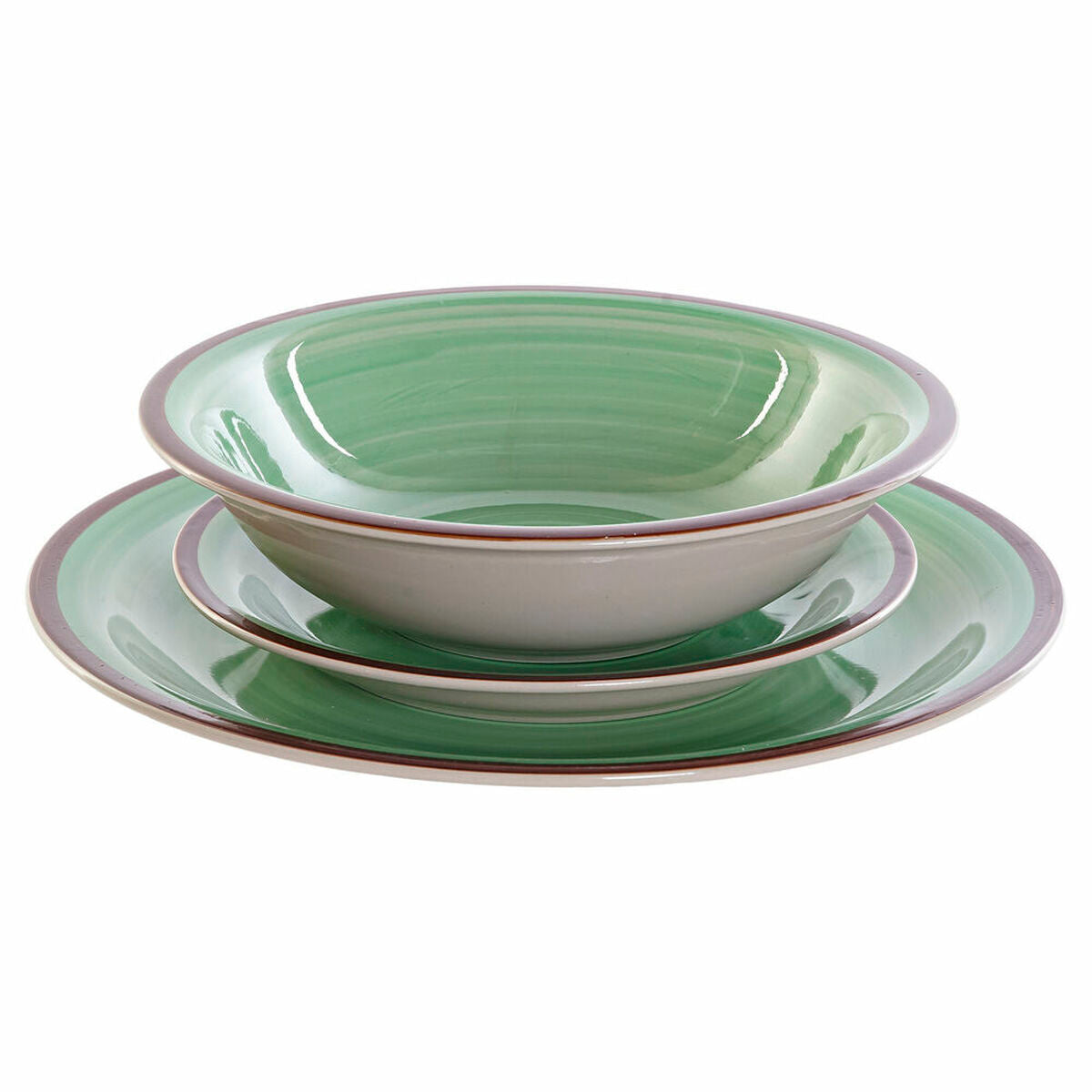 Tableware DKD Home Decor 26,5 x 26,5 x 3 cm Green Plastic Stoneware 18