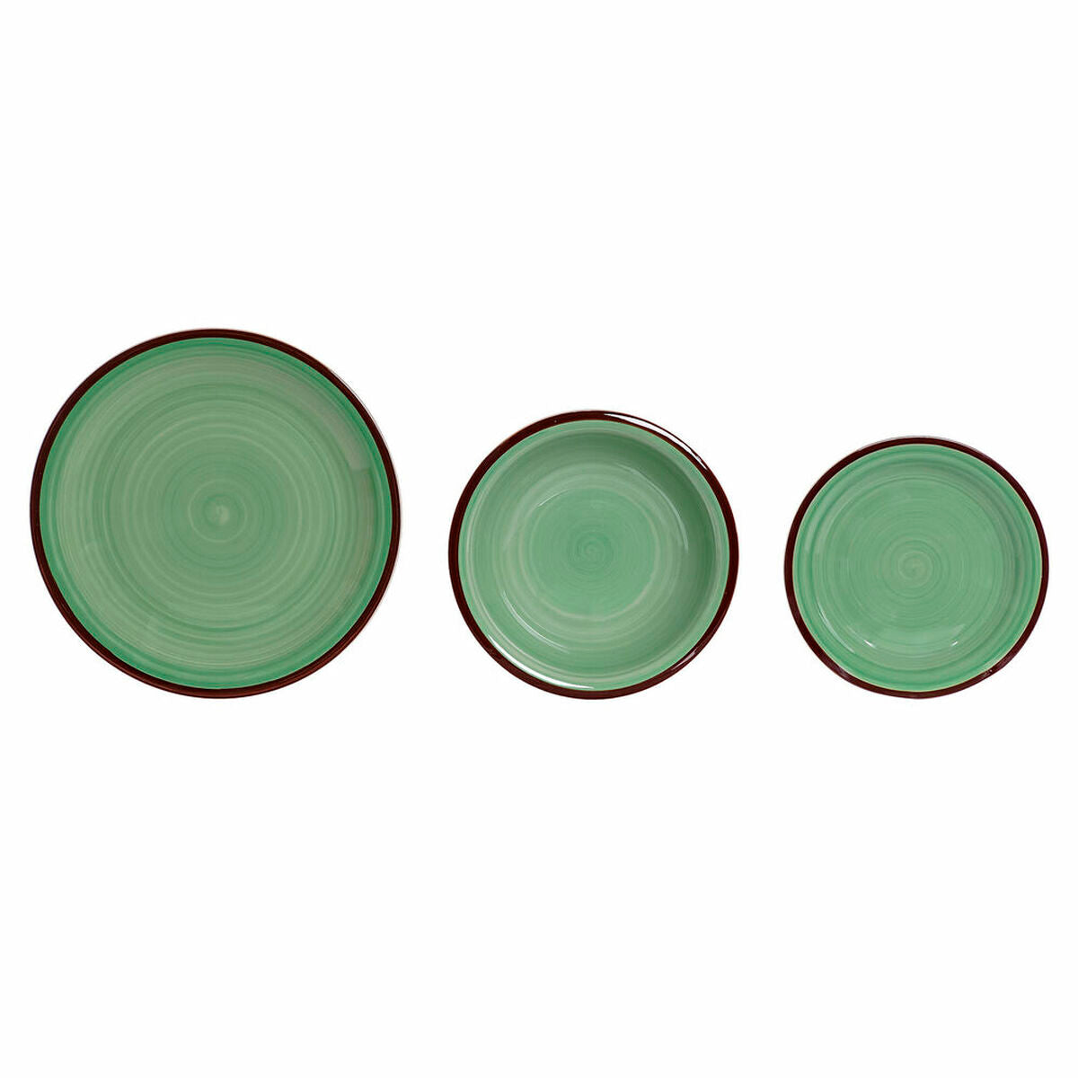 Tableware DKD Home Decor 26,5 x 26,5 x 3 cm Green Plastic Stoneware 18