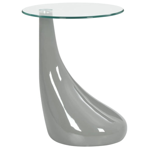 Coffee Table with Round Glass Top High Gloss Gray