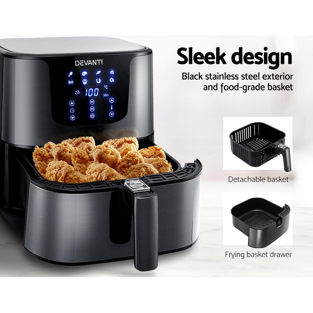 Devanti Air Fryer 7L LCD Fryers Oven Airfryer Kitchen Healthy Cooker