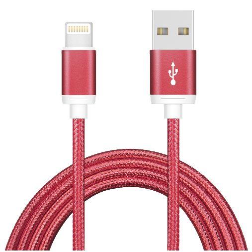 ASTROTEK 1m USB Lightning Data Sync Charger Red Color Cable for iPhone