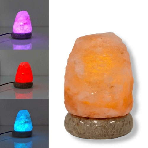 USB Colour Changing Salt Himalayan Lamp - Carved Shape Pink Rock LED