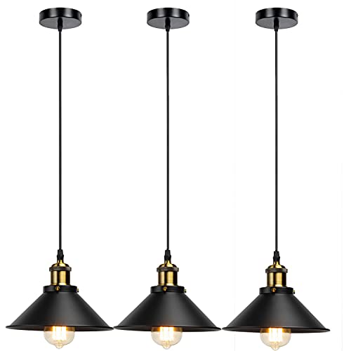 3 Pack Pendant Lamp Cage Hanging Ceiling Light E27 Holder Fitting with