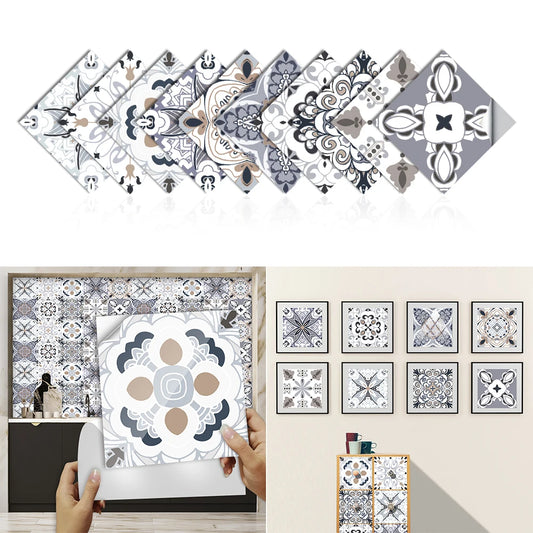 10pcs European Style Tiles Wall Sticker Transfers Cover For Home Decor Wardrobe Waterproof Peel & Stick PVC Art Wall Decals