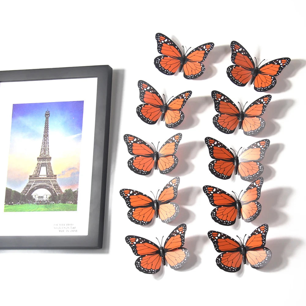 10pcs Wall Stickers Butterfly Set Decoration Sticker Fake Butterflies Crafts Artificial Butterfly Home Bedroom Decor 3D Magnet