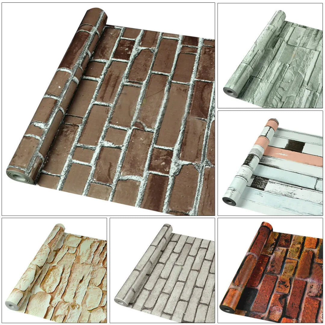 45cm*10m New Modern  DIY 3D Brick Pattern Self-adhesive Waterproof Wall Paper Decor