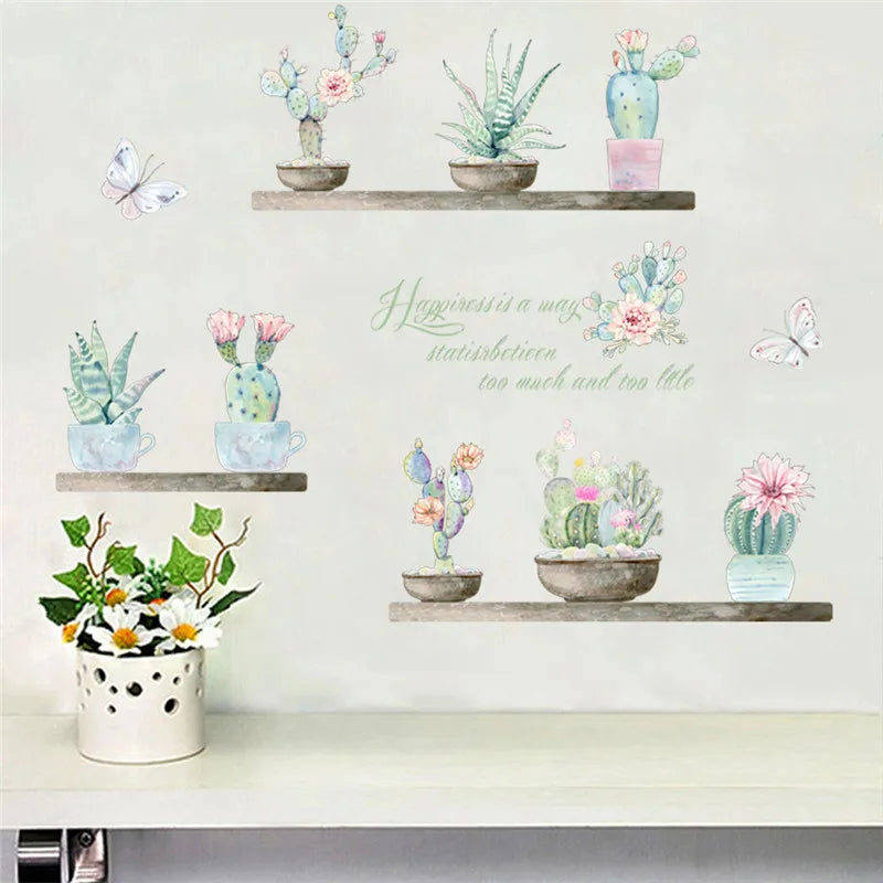 3d vivid plant flower butterfly wall stickers living room bedroom TV Background wall decals mural arts home bedroom decor