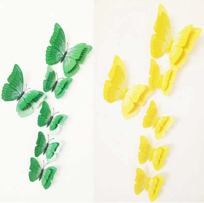 12pcs House Decoration 3d butterfly  Wall sticker window sticker bedroom Home decor DIY Wallpaper Art Decals Fridge magnet AU390