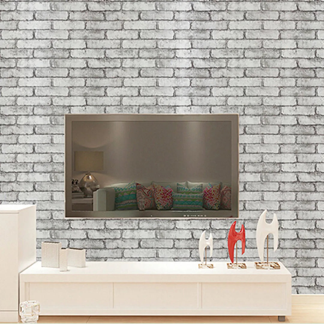 45cm*10m New Modern  DIY 3D Brick Pattern Self-adhesive Waterproof Wall Paper Decor