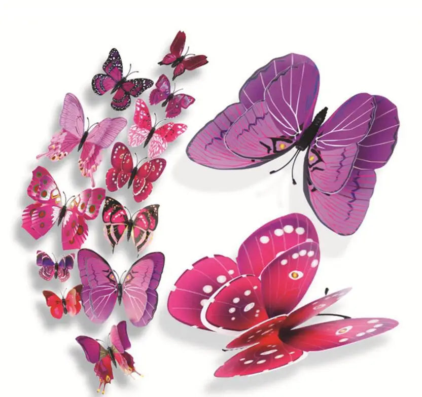 12pcs House Decoration 3d butterfly  Wall sticker window sticker bedroom Home decor DIY Wallpaper Art Decals Fridge Magnets