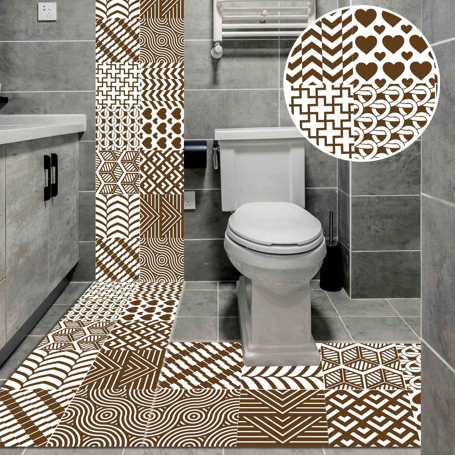 European Style Lrregular Geometric Line Pattern Wall Sticker Bathroom Waist Line Home Decor Waterproof PVC Detachable Poster