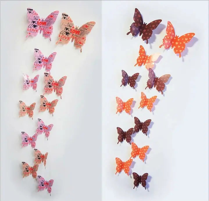 12 designs12pcs 3D Butterfly Wall sticker window sticker kid bedroom Home decor DIY Wallpaper Art Decals House Decoration LW0232