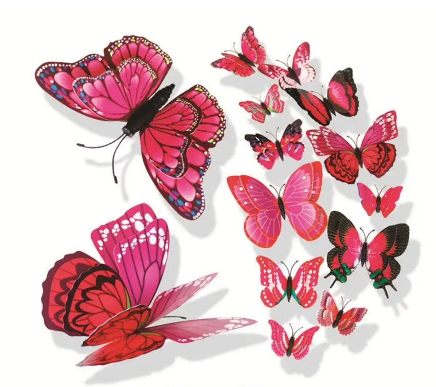 12pcs House Decoration 3d butterfly  Wall sticker window sticker bedroom Home decor DIY Wallpaper Art Decals Fridge Magnets