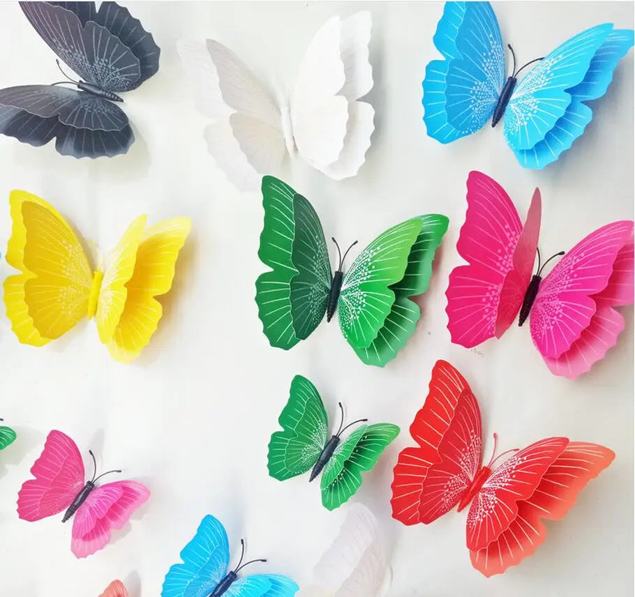 12pcs House Decoration 3d butterfly  Wall sticker window sticker bedroom Home decor DIY Wallpaper Art Decals Fridge magnet AU390