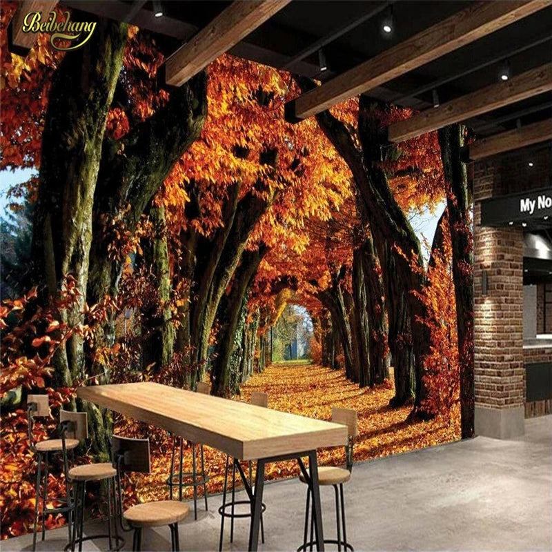 beibehang papel de parede Custom Photo Wallpaper Mural Wall Sticker Autumn Golden Sapphire Maple Leaf 3D TV Wall