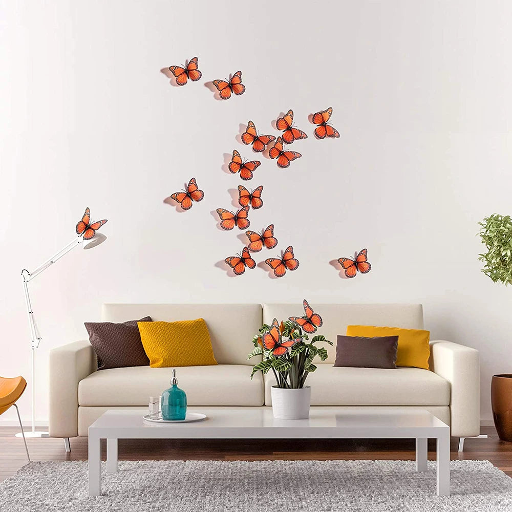 10pcs Wall Stickers Butterfly Set Decoration Sticker Fake Butterflies Crafts Artificial Butterfly Home Bedroom Decor 3D Magnet