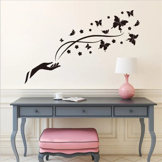 Creative black butterfly wall sticker Living room bedroom wall decoration Simple style art mural Home decoration