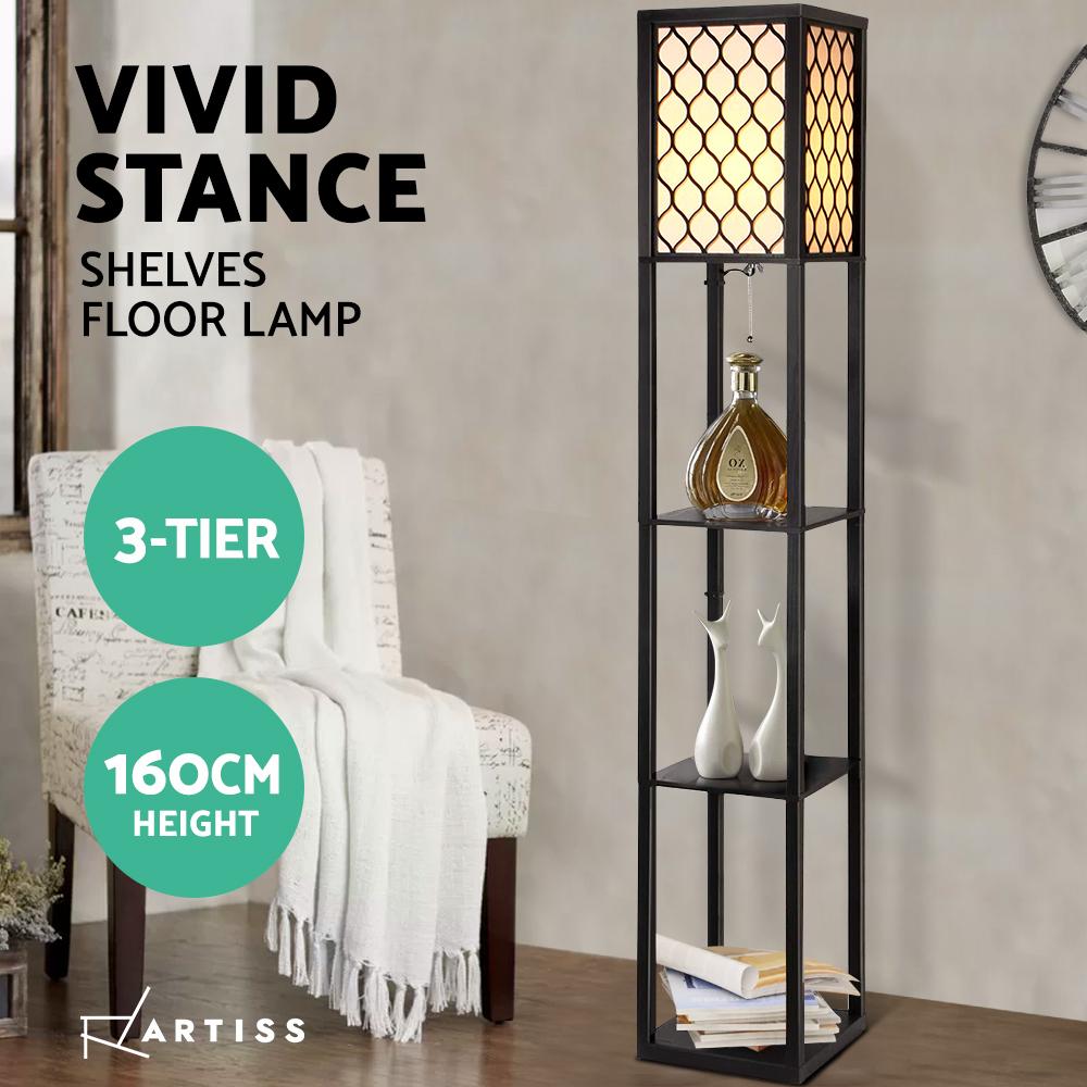 Artiss Floor Lamp Storage Shelf LED Lamps Vintage Standing Reading