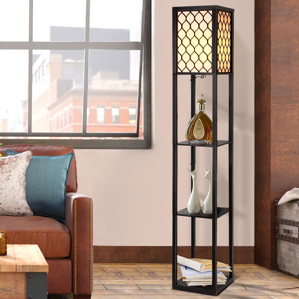 Artiss Floor Lamp Storage Shelf LED Lamps Vintage Standing Reading