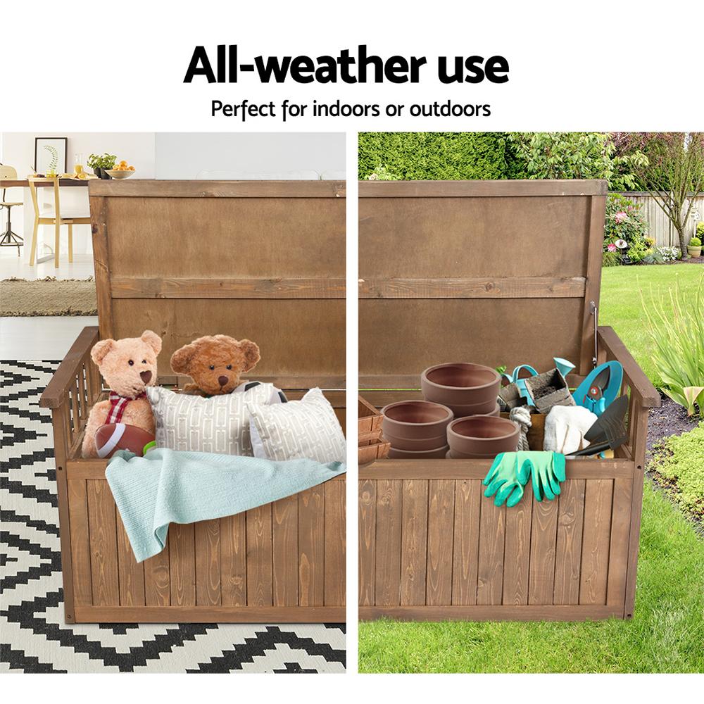 Gardeon Outdoor Storage Box Wooden Garden Bench 128.5cm Chest Tool Toy