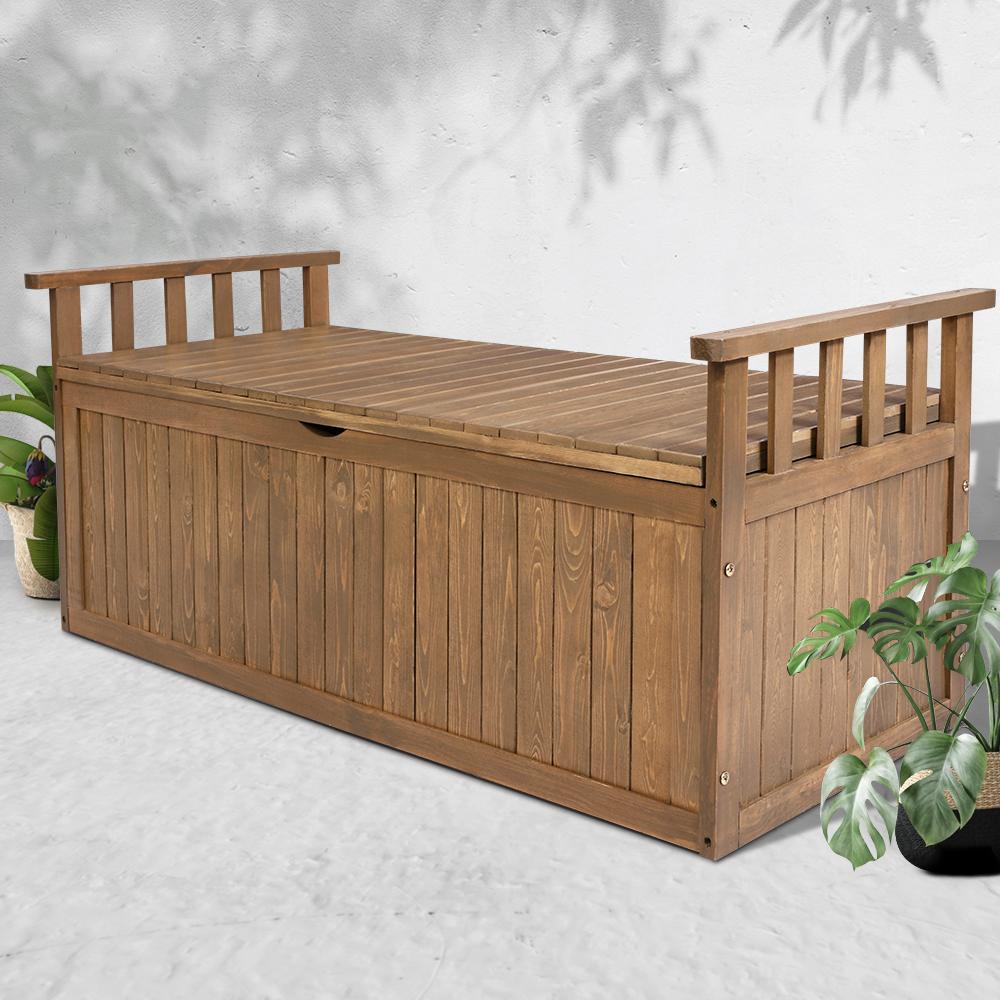 Gardeon Outdoor Storage Box Wooden Garden Bench 128.5cm Chest Tool Toy