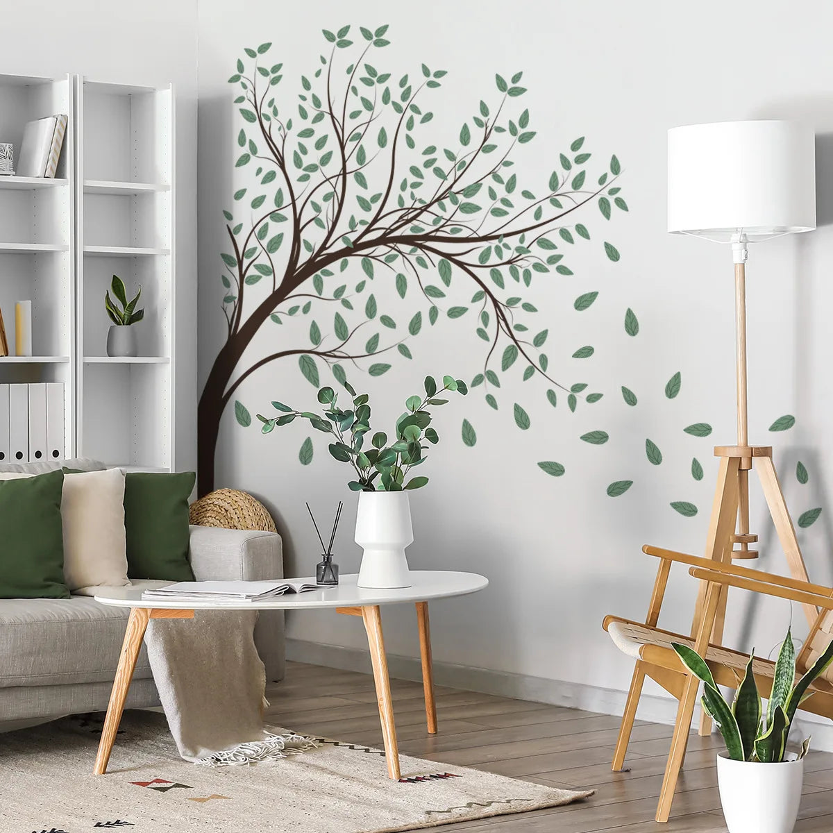 Cute Simple Large-Sized Fresh Green Leaf Tree Wall Stickers Kids Room Living-room Bedroom Home Decoration Decal Poster Wallpaper