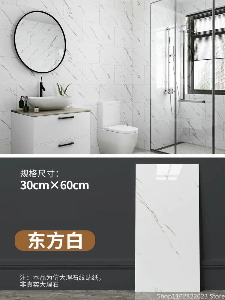 30x60cm Marble Grain 3D Wall Sticker Floor Sticker PVC Self-Adhesive Waterproof Decorative Stickers for Home DIY House