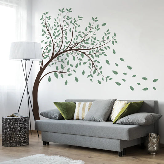 Cute Simple Large-Sized Fresh Green Leaf Tree Wall Stickers Kids Room Living-room Bedroom Home Decoration Decal Poster Wallpaper