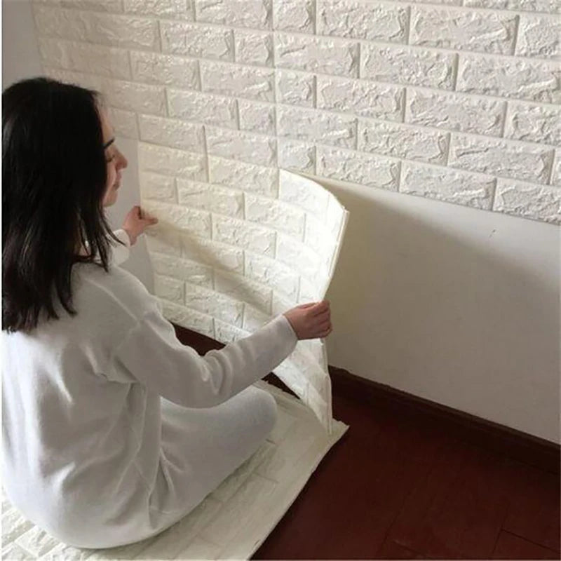 3D Brick Pattern Wall Sticker Self-Adhesive  Panel Waterproof Living Room Wallpaper Home Decoration DIY 70x77CM