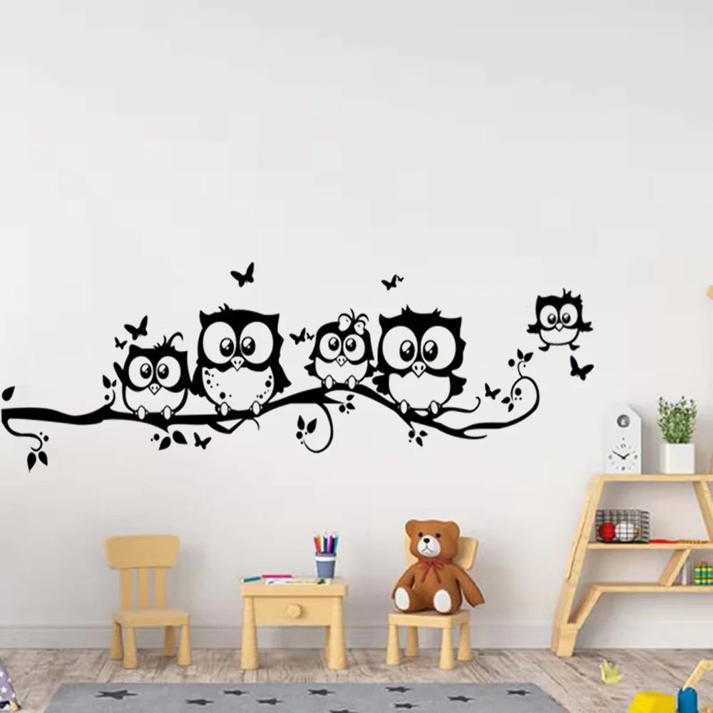 wall sticker tree animals Bedroom Owl Butterfly Wall Stickers home decor living room butterfly for kids rooms vinilos paredes