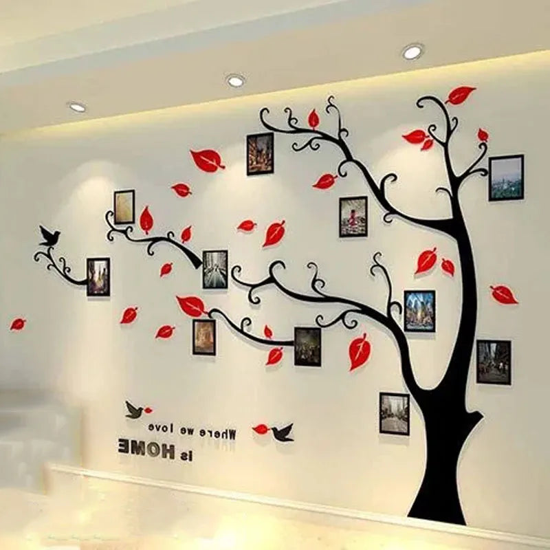 3D Acrylic Stereo Wall Sticker Branches Leaves Wall Sticker Living Room Photo Tree Wall Sticker Interior Decoration Wallpaper