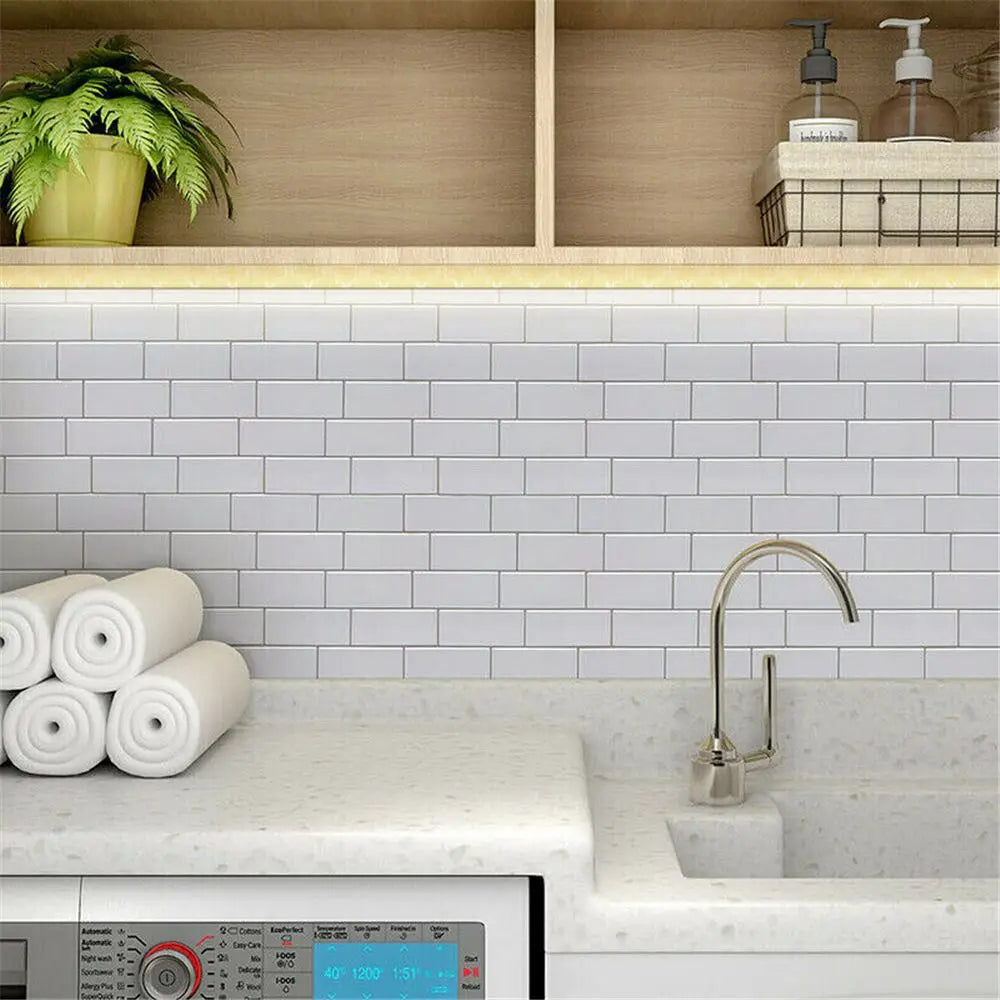 DIY Subway Tile Grey Brick Style 3D Self Adhesive Decal Kitchen Bathroom Wall Sticker Waterproof Removable Wallpaper Home Decor