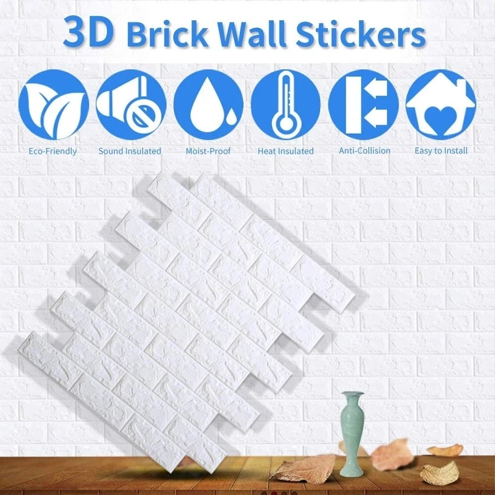 10 Pcs 3D Brick Modern Retro Wall Sticker DIY PVC Wallpaper for Living Room Bedroom TV Wall Waterproof Self-Adhesive Foam Papers