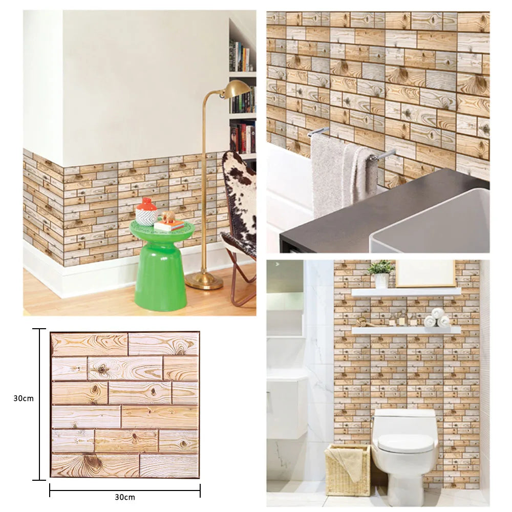 12pcs Wall Sticker 3D Brick Self-Adhesive PVC Wallpaper for Bedroom Waterproof Toilet Stickers DIY Home Wall Decor Dropshipping