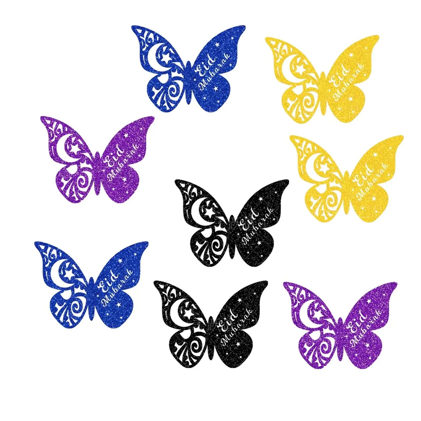 8Pcs 3D Butterfly Wall Decoration Butterfly Wall Stickers Butterflies Wall Decals for Moon Festival Islamic Cake Bedroom Home