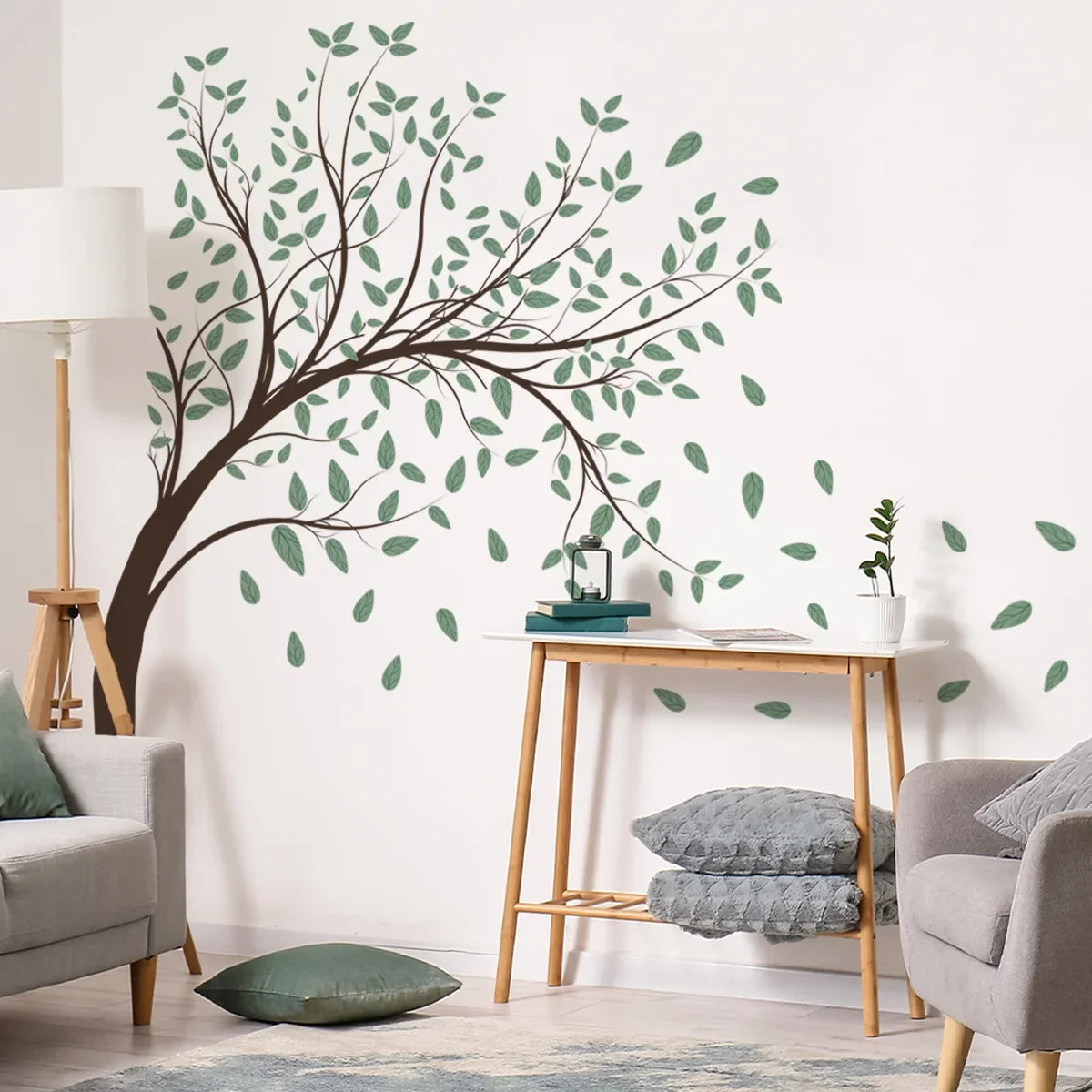 Cute Simple Large-Sized Fresh Green Leaf Tree Wall Stickers Kids Room Living-room Bedroom Home Decoration Decal Poster Wallpaper